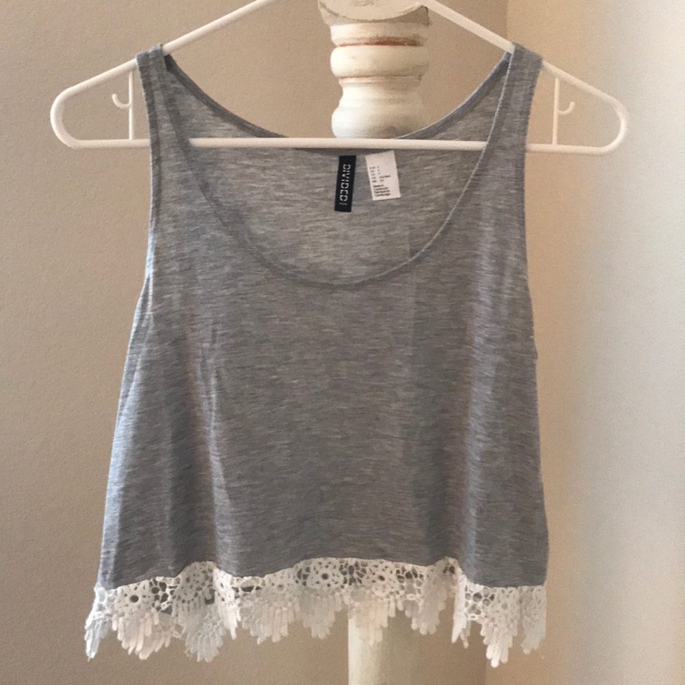 Grey and crochet H&M tank top